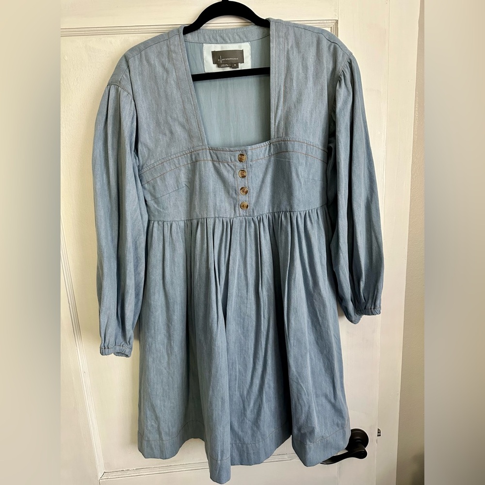Anthropologie Chambray Long Sleeve Dress